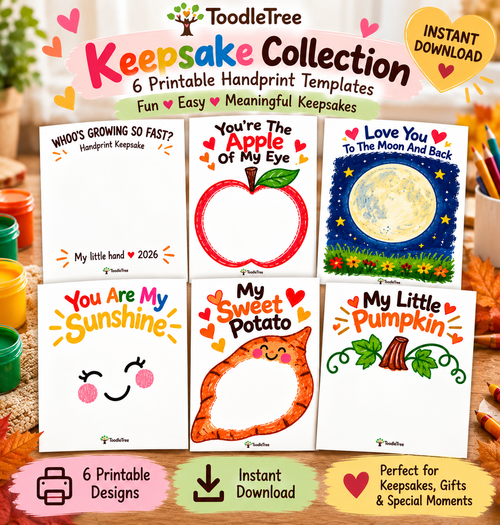 ToodleTree Keepsake Collection six printable handprint craft templates