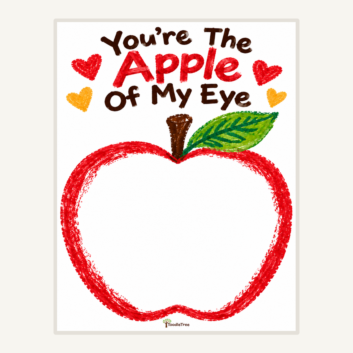 You’re the Apple of My Eye – Handprint Keepsake Template printable template preview