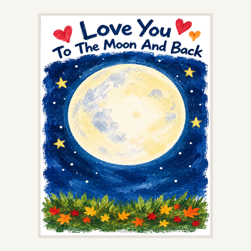 Love You to the Moon and Back – Fingerprint Keepsake Template printable template preview